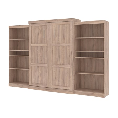 Bestar Pur 136W Queen Murphy Bed with 2 Storage Units (137W) in rustic brown 26885-000009